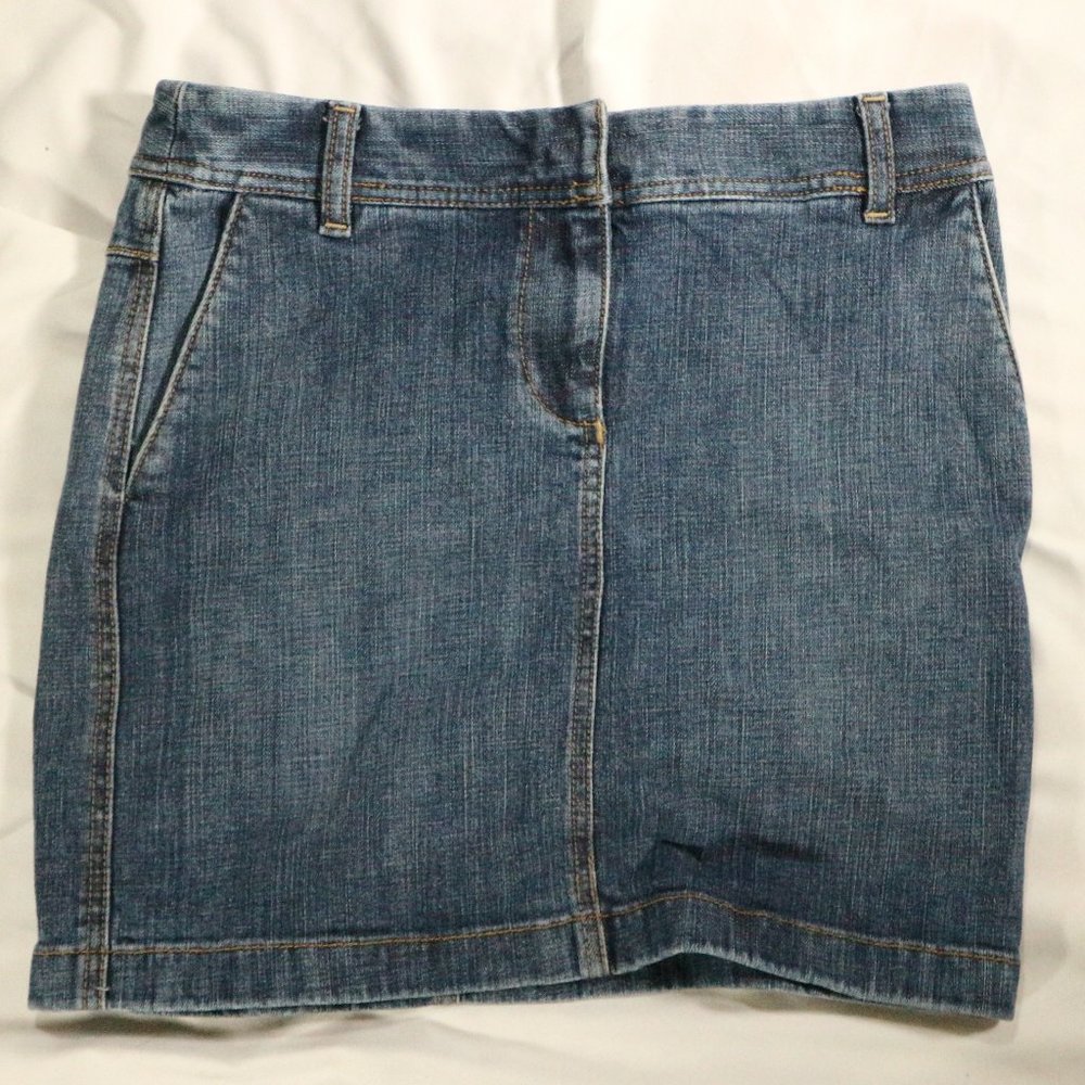 ANN TAYLOR LOFT Washed Denim Skirt Petite Size 0P - Picture 1 of 6
